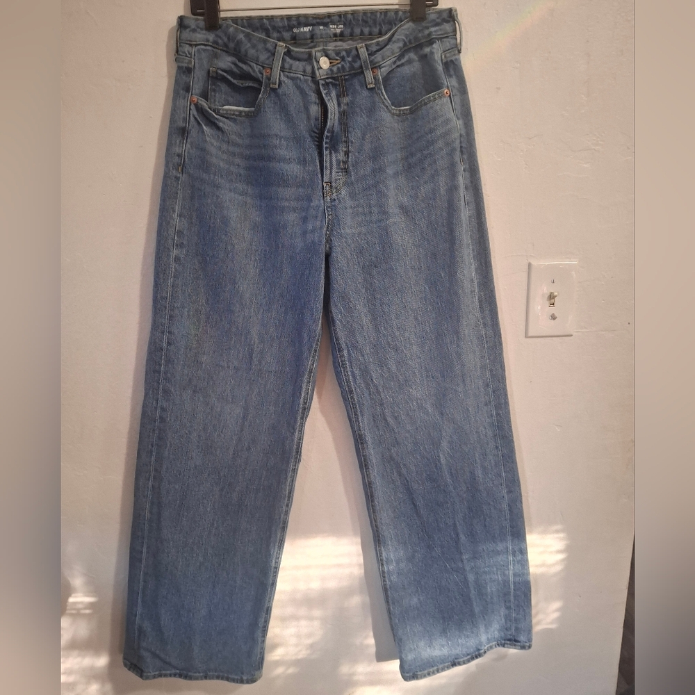 Old Navy Extra High Rise Wide Leg Blue Denim Jeans Size 10.